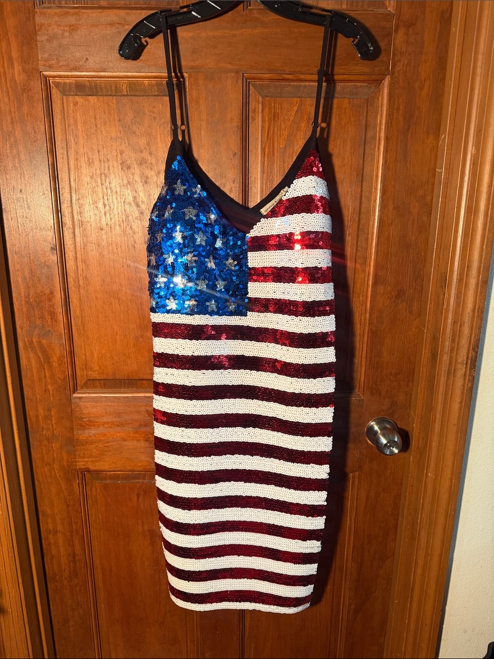 Sequin American Flag Slip Dress - Red, White & Blue
